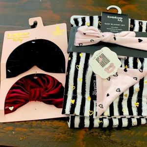 Bebe baby blanket set and hat set